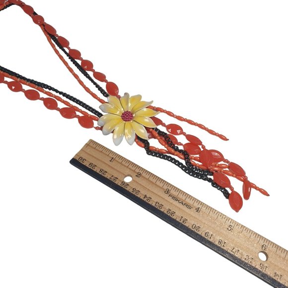 Daisy Enamel Women Boho Necklace Jewelry 18 In Length Plastic Costume Beach Core - Picture 3 of 6